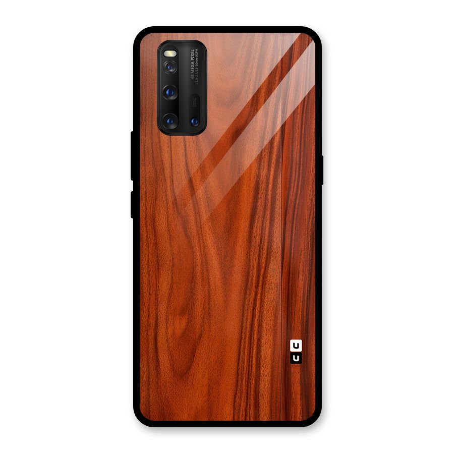 Wooden Texture Printed Glass Back Case for Vivo iQOO 3