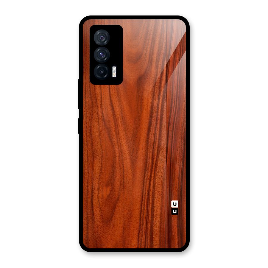 Wooden Texture Printed Glass Back Case for Vivo iQOO 7 5G