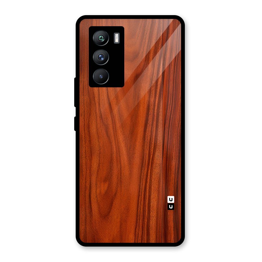 Wooden Texture Printed Glass Back Case for Vivo iQOO 9 SE