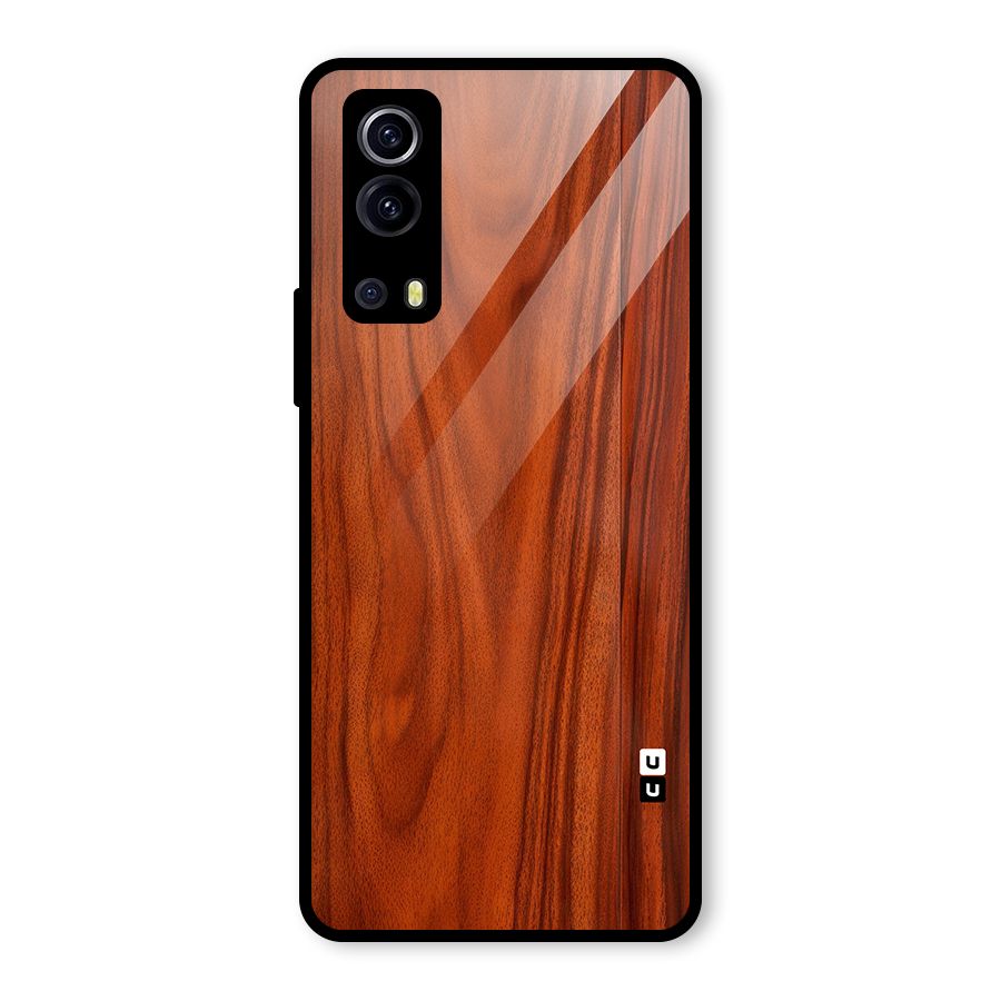 Wooden Texture Printed Glass Back Case for Vivo iQOO Z3