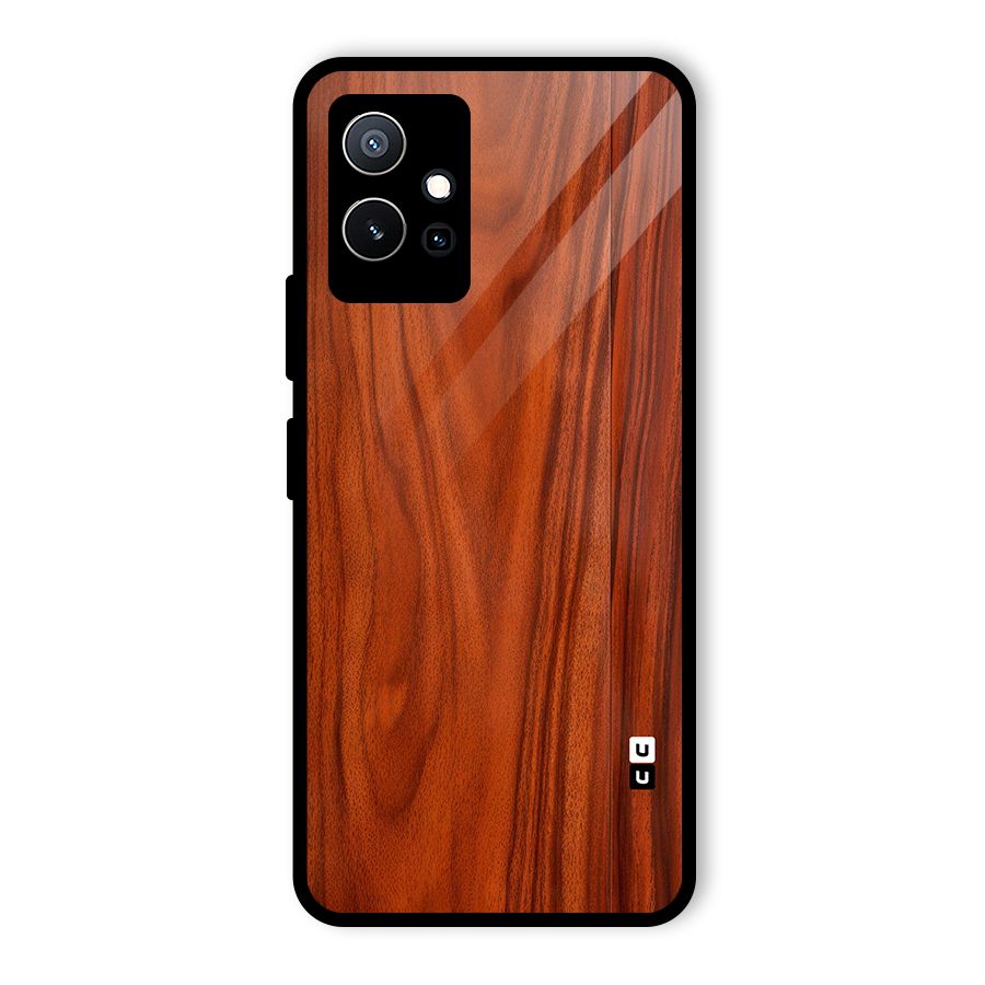 Wooden Texture Printed Glass Back Case for Vivo iQOO Z6