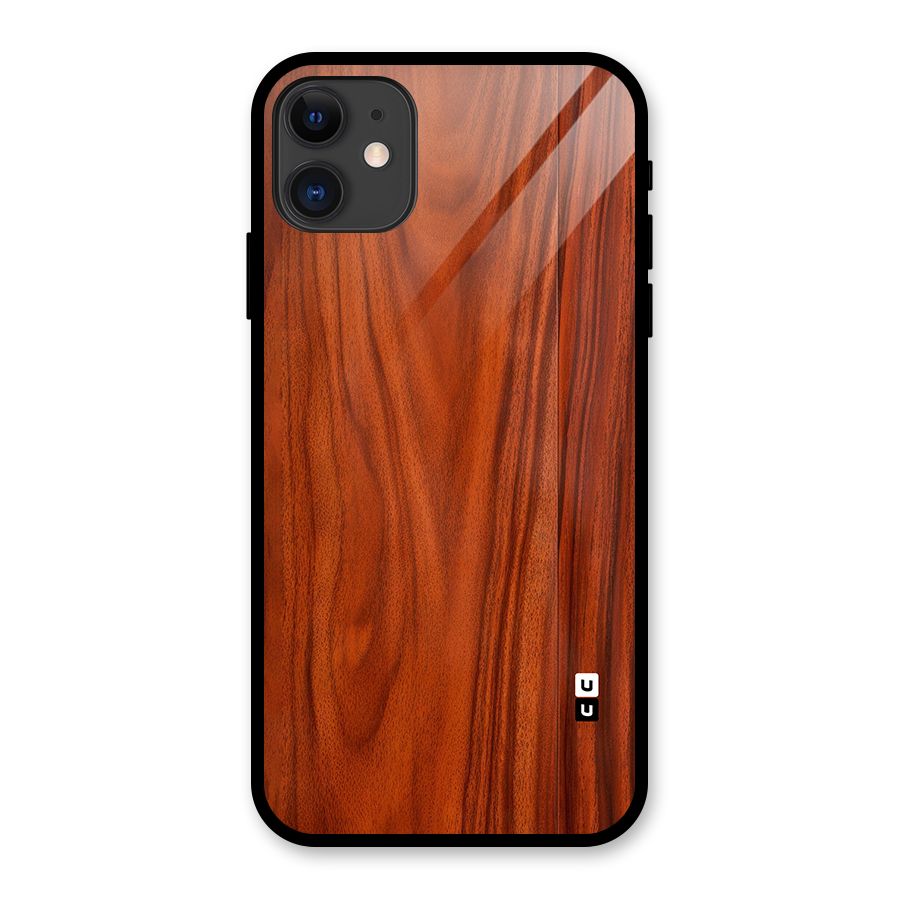 Wooden Texture Printed Glass Back Case for iPhone 11