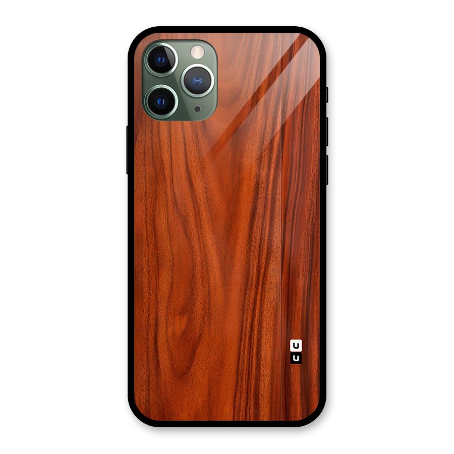 Wooden Texture Printed Glass Back Case for iPhone 11 Pro