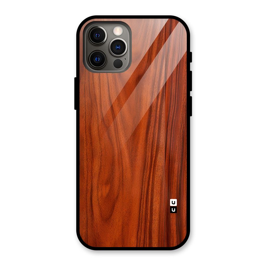 Wooden Texture Printed Glass Back Case for iPhone 12 Pro