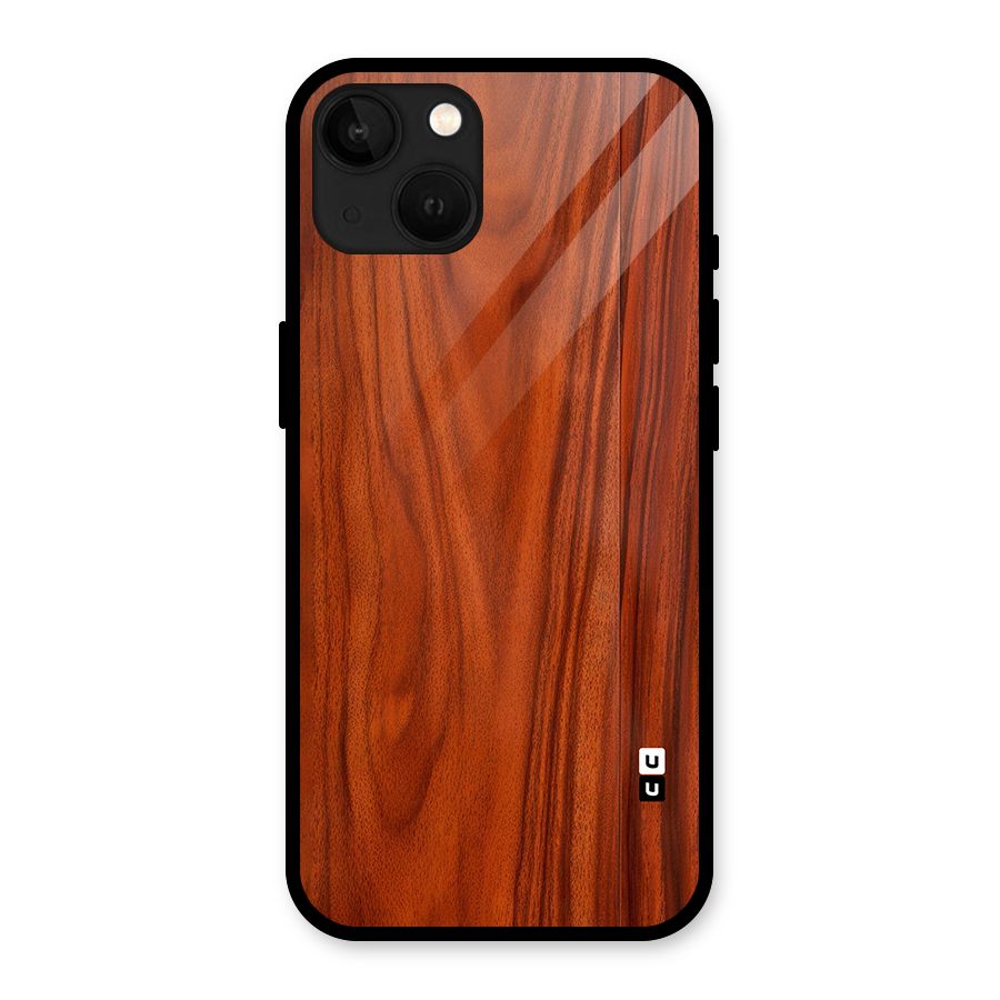 Wooden Texture Printed Glass Back Case for iPhone 13