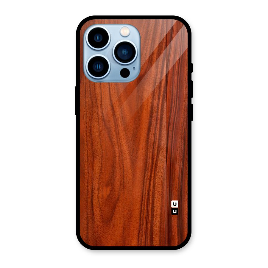 Wooden Texture Printed Glass Back Case for iPhone 13 Pro