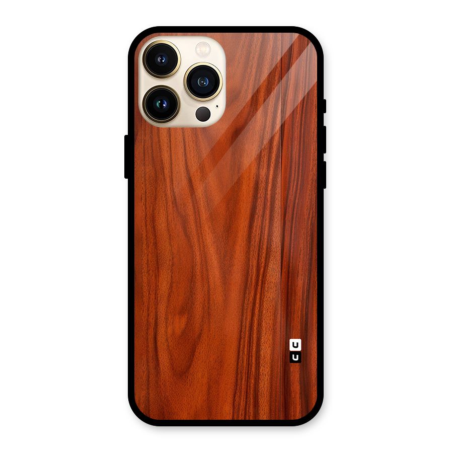 Wooden Texture Printed Glass Back Case for iPhone 13 Pro Max