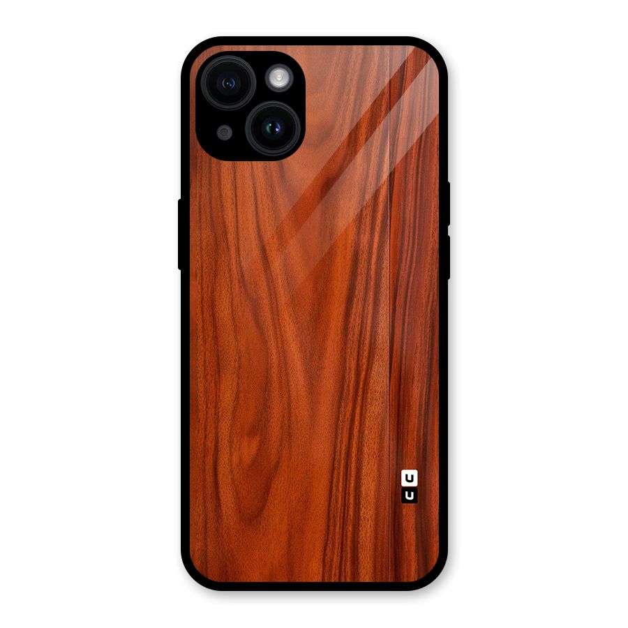 Wooden Texture Printed Glass Back Case for iPhone 14