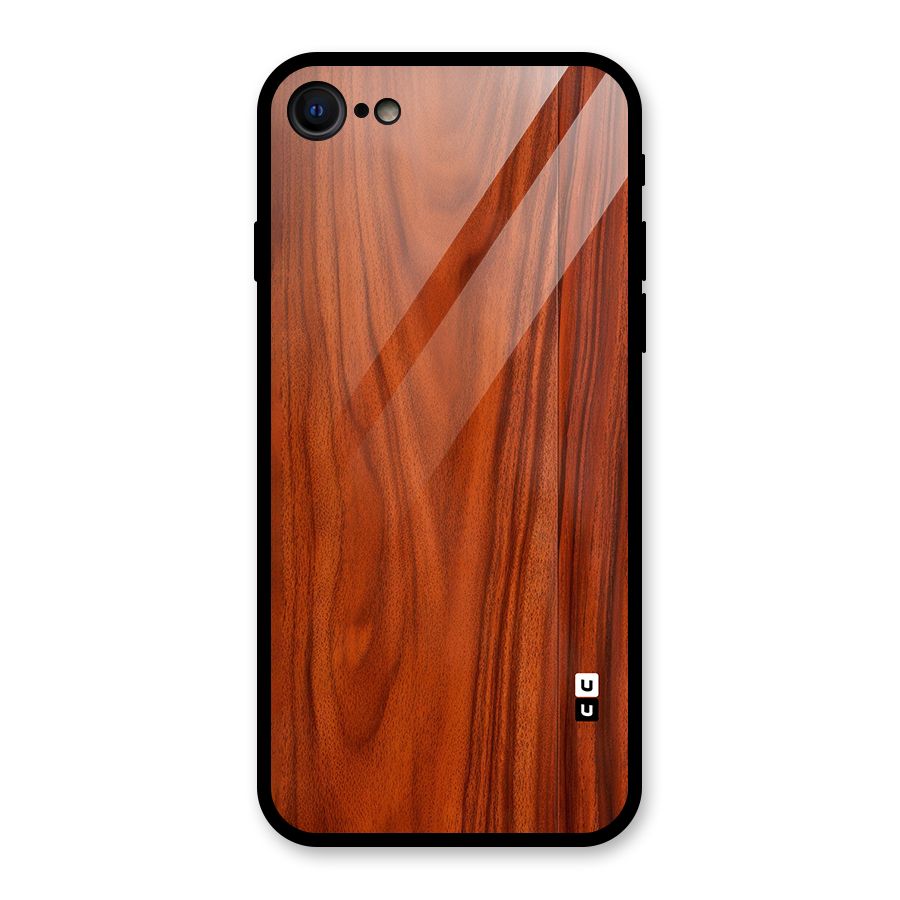 Wooden Texture Printed Glass Back Case for iPhone 7