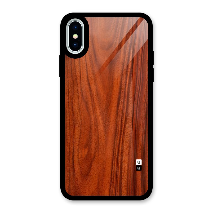 Wooden Texture Printed Glass Back Case for iPhone XS