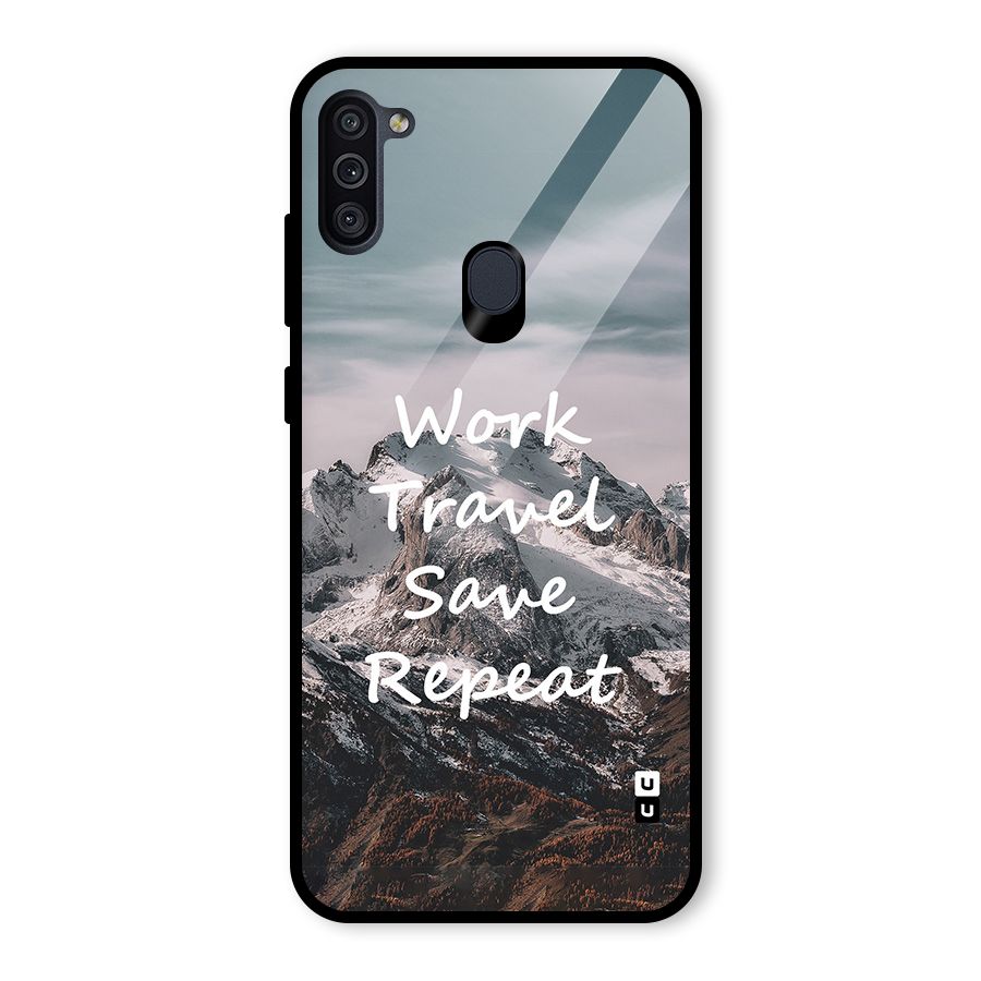 Work Travel Glass Back Case for Galaxy M11