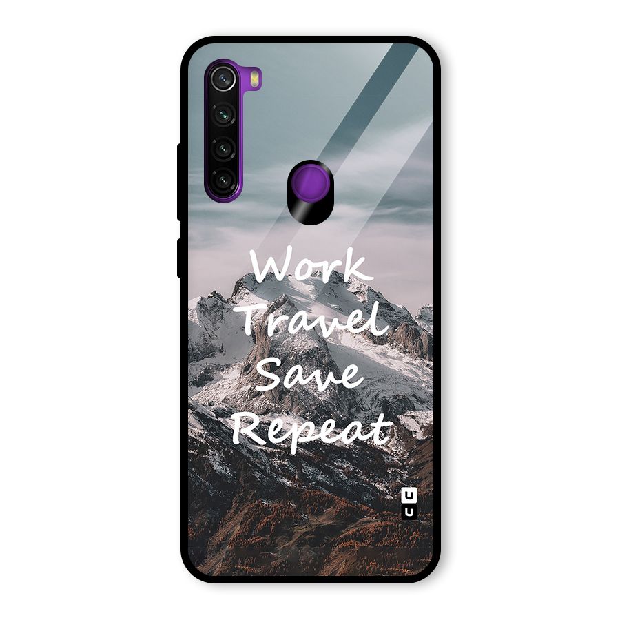 Work Travel Glass Back Case for Redmi Note 8