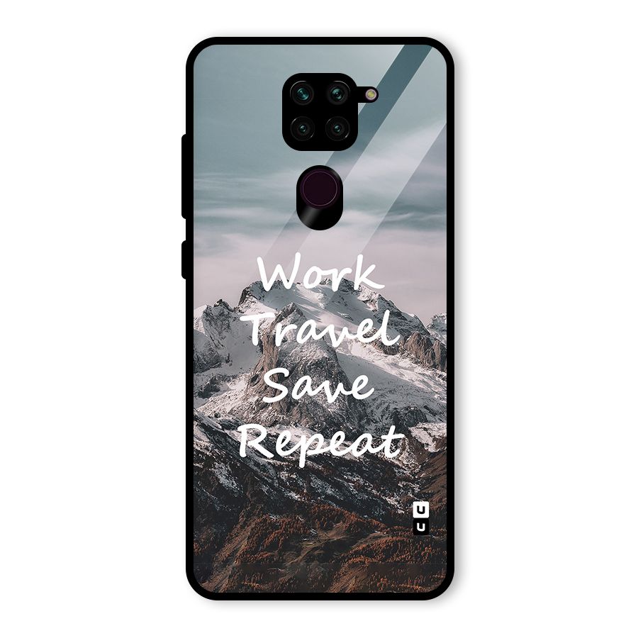 Work Travel Glass Back Case for Redmi Note 9