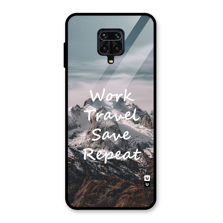 Work Travel Glass Back Case for Redmi Note 9 Pro
