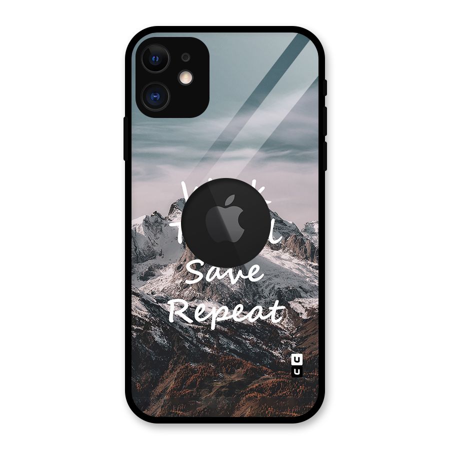 Work Travel Glass Back Case for iPhone 11 Logo Cut