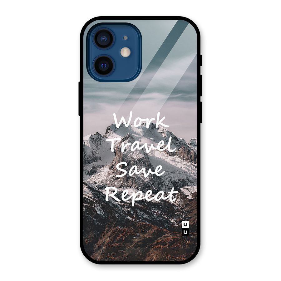 Work Travel Glass Back Case for iPhone 12 Mini
