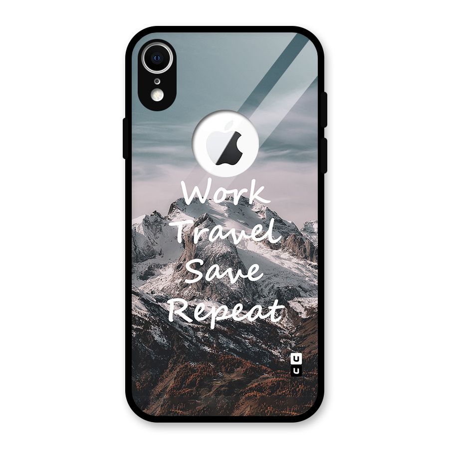 Work Travel Glass Back Case for iPhone XR Logo Cut