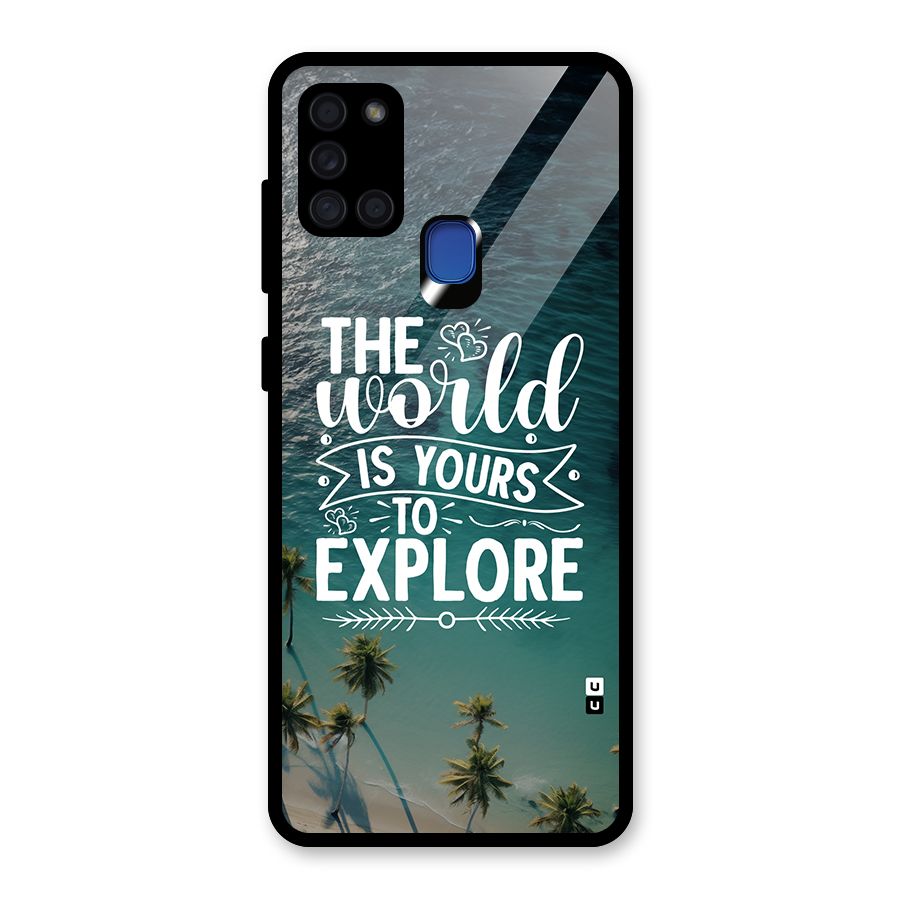 World To Explore Glass Back Case for Galaxy A21s