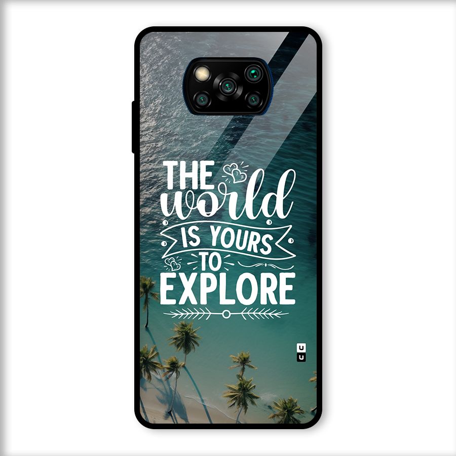 World To Explore Glass Back Case for Poco X3