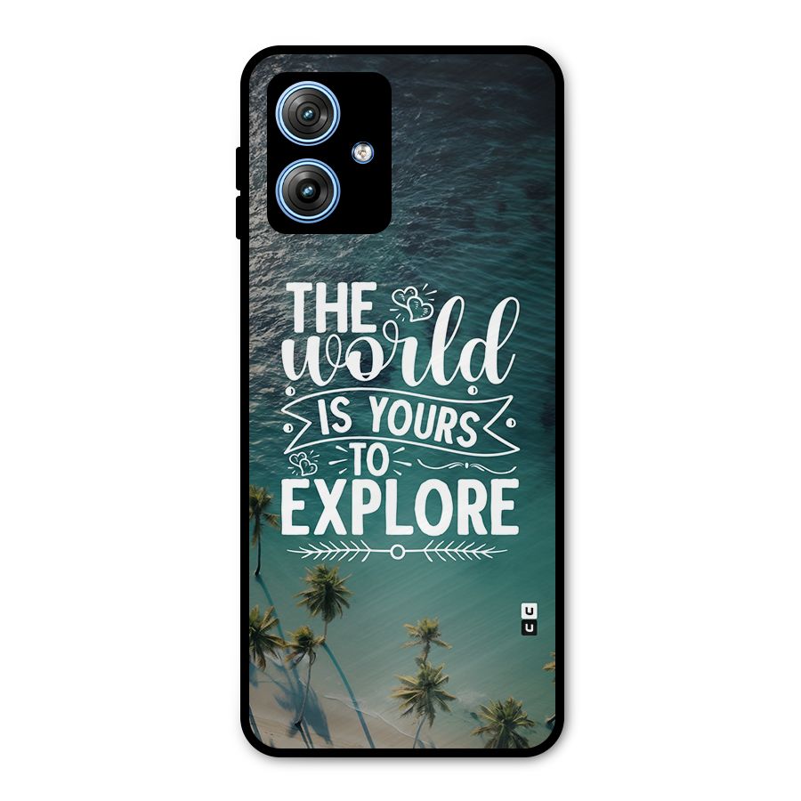 World To Explore Metal Back Case for Moto G54