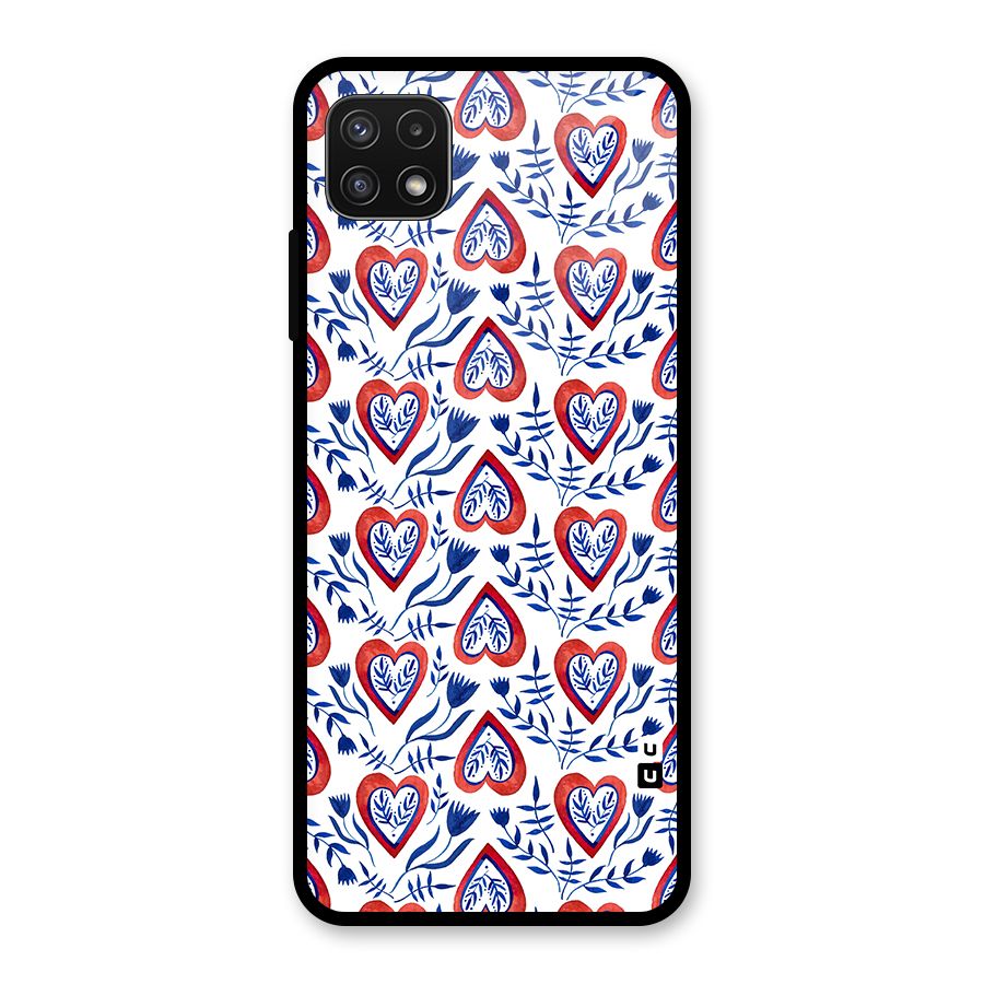 Wrapping Hearts Pattern Glass Back Case for Galaxy A22 5G