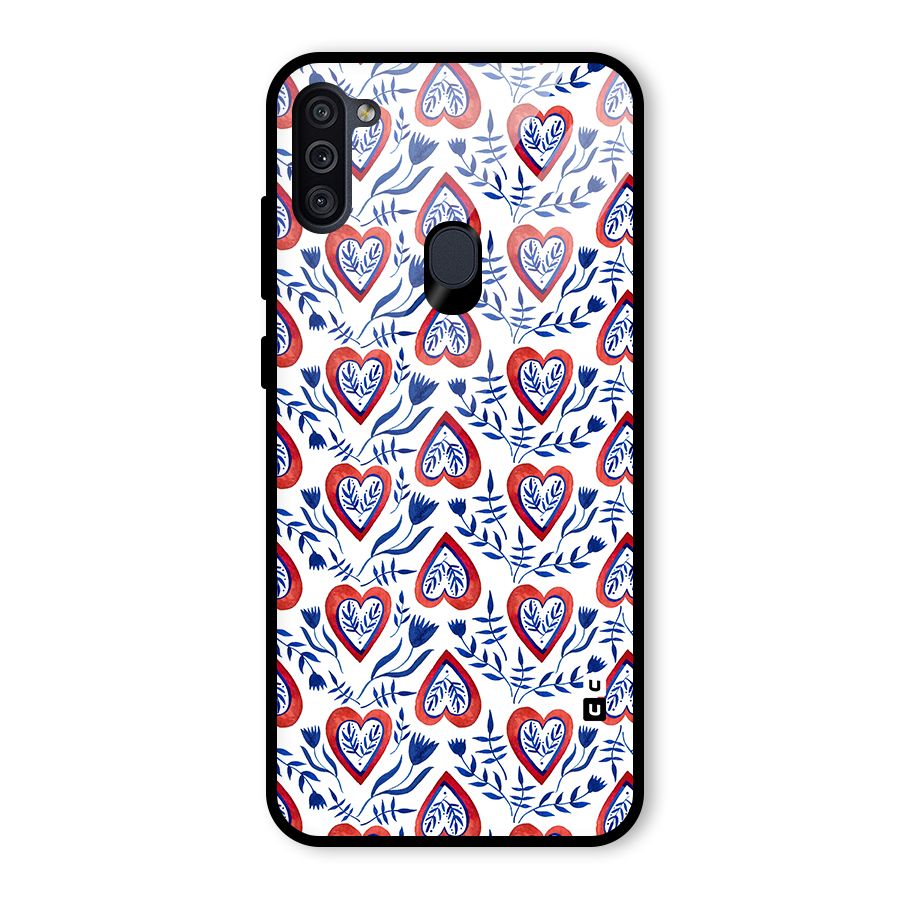 Wrapping Hearts Pattern Glass Back Case for Galaxy M11