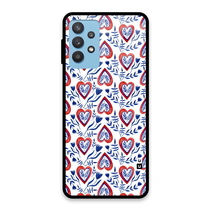 Wrapping Hearts Pattern Glass Back Case for Galaxy M32 5G