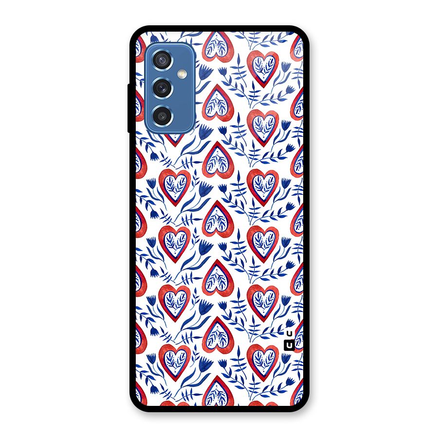 Wrapping Hearts Pattern Glass Back Case for Galaxy M52 5G