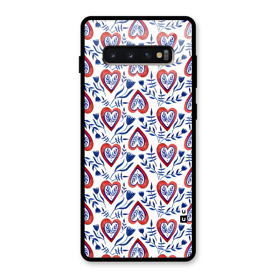 Wrapping Hearts Pattern Glass Back Case for Galaxy S10 Plus