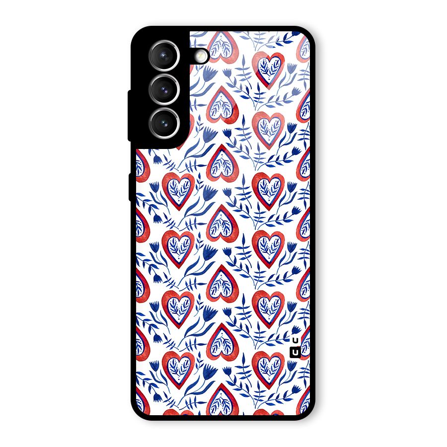 Wrapping Hearts Pattern Glass Back Case for Galaxy S21 5G