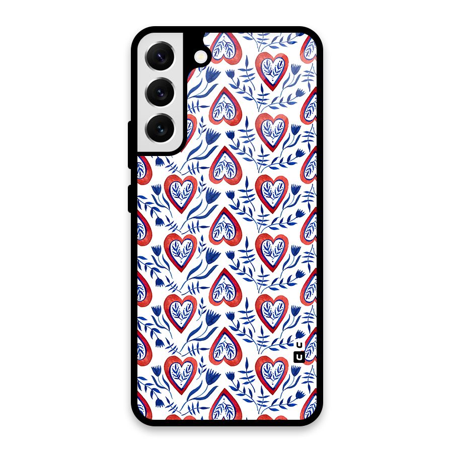 Wrapping Hearts Pattern Glass Back Case for Galaxy S22 Plus 5G