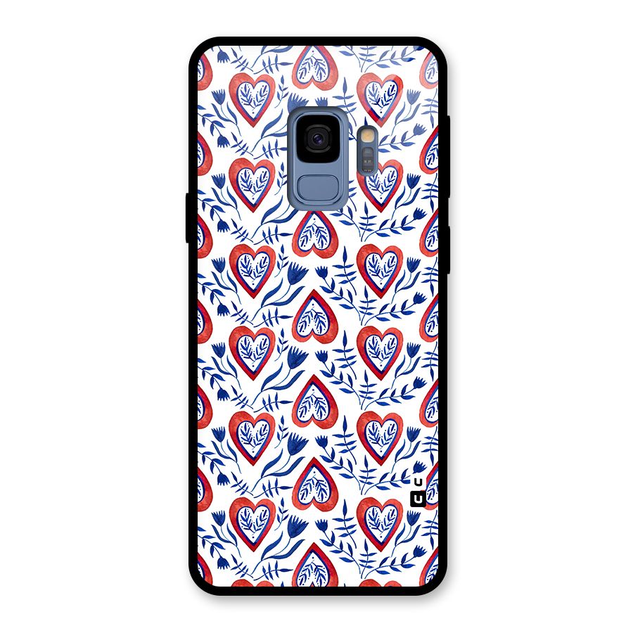 Wrapping Hearts Pattern Glass Back Case for Galaxy S9