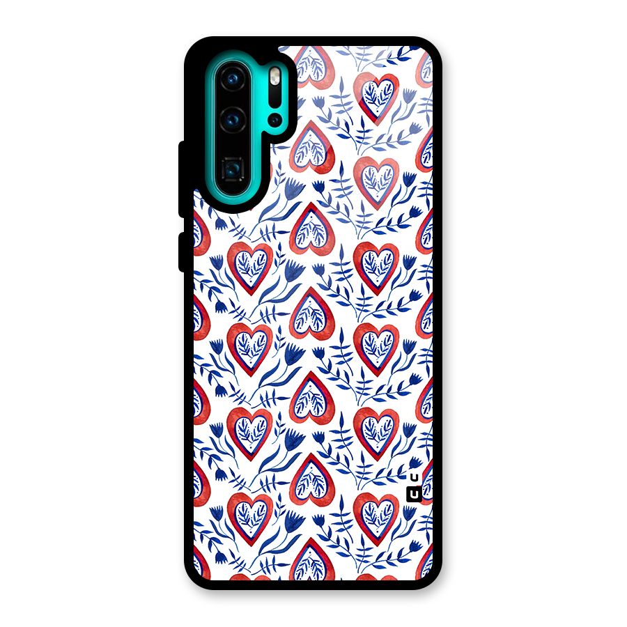 Wrapping Hearts Pattern Glass Back Case for Huawei P30 Pro