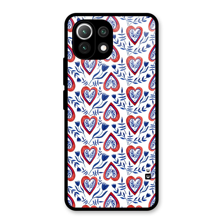 Wrapping Hearts Pattern Glass Back Case for Mi 11 Lite