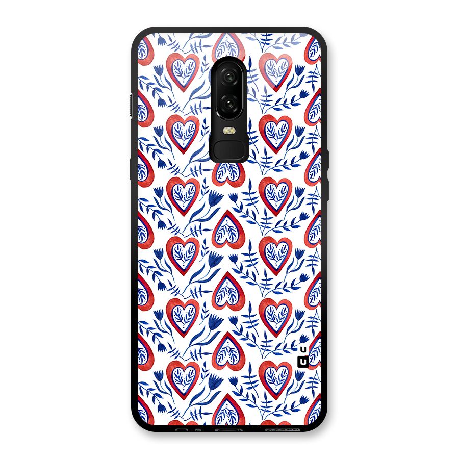 Wrapping Hearts Pattern Glass Back Case for OnePlus 6