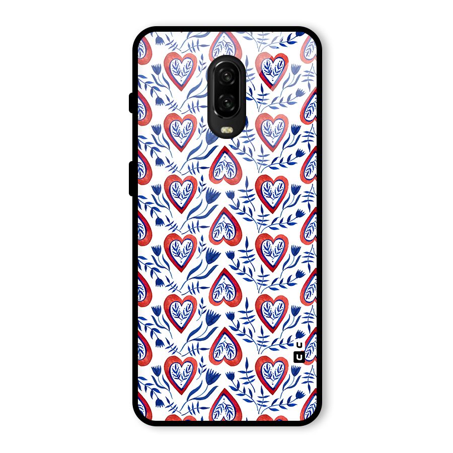 Wrapping Hearts Pattern Glass Back Case for OnePlus 6T