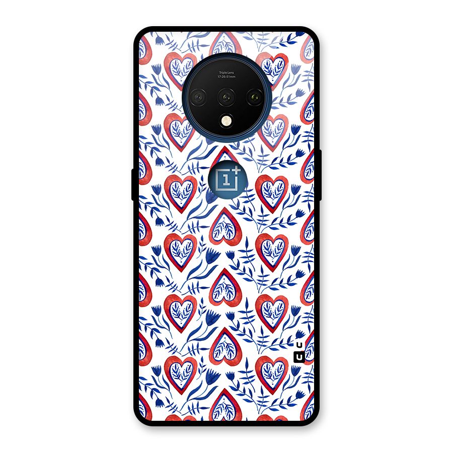 Wrapping Hearts Pattern Glass Back Case for OnePlus 7T