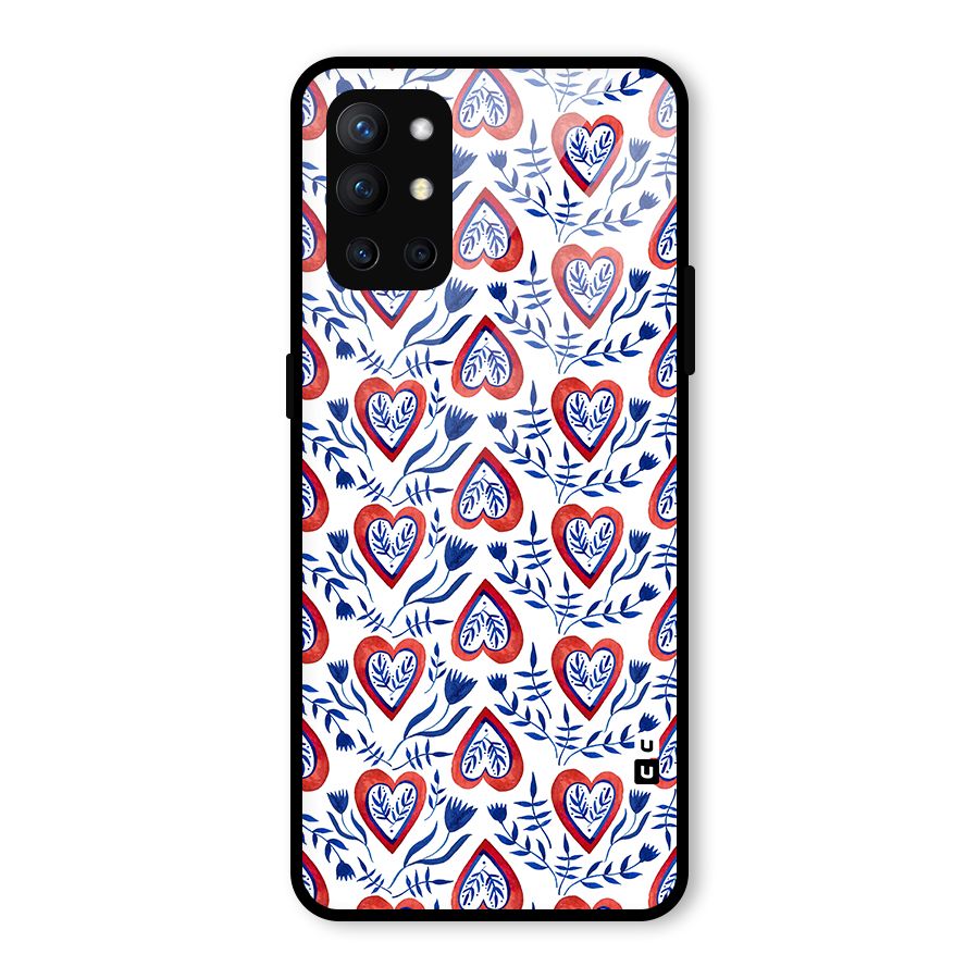 Wrapping Hearts Pattern Glass Back Case for OnePlus 9R