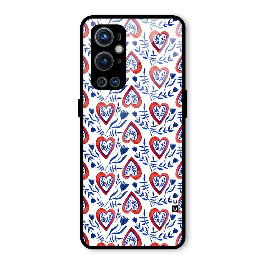 Wrapping Hearts Pattern Glass Back Case for OnePlus 9 Pro