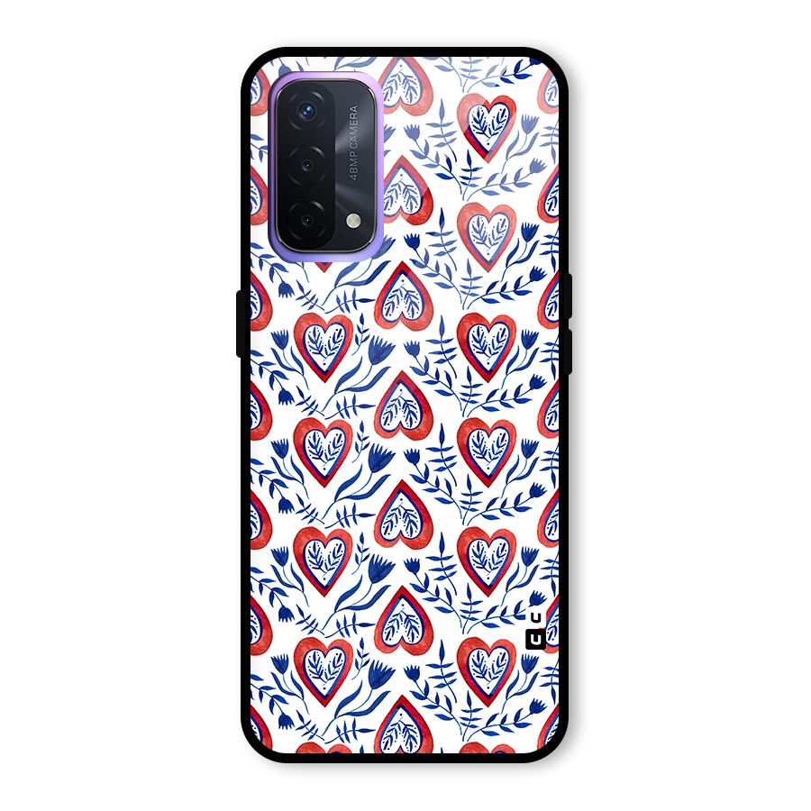 Wrapping Hearts Pattern Glass Back Case for Oppo A74 5G