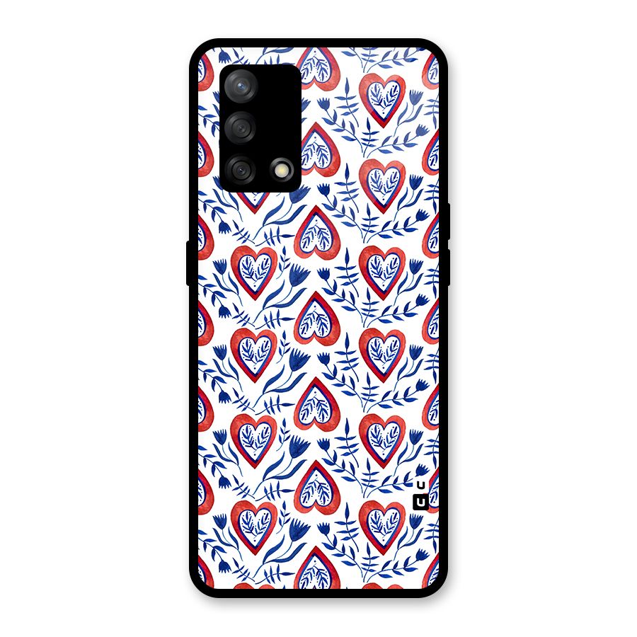 Wrapping Hearts Pattern Glass Back Case for Oppo F19