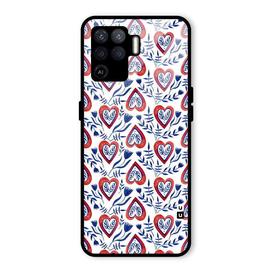 Wrapping Hearts Pattern Glass Back Case for Oppo F19 Pro