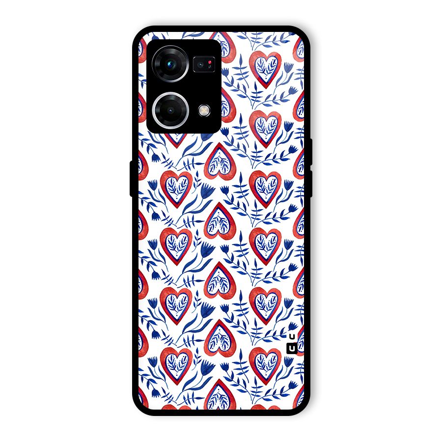 Wrapping Hearts Pattern Glass Back Case for Oppo F21 Pro 4G