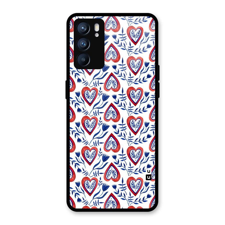 Wrapping Hearts Pattern Glass Back Case for Oppo Reno6 5G