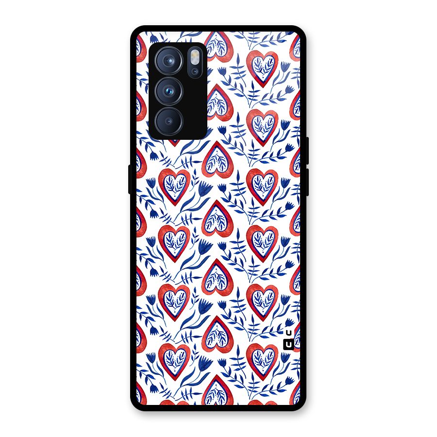 Wrapping Hearts Pattern Glass Back Case for Oppo Reno6 Pro 5G