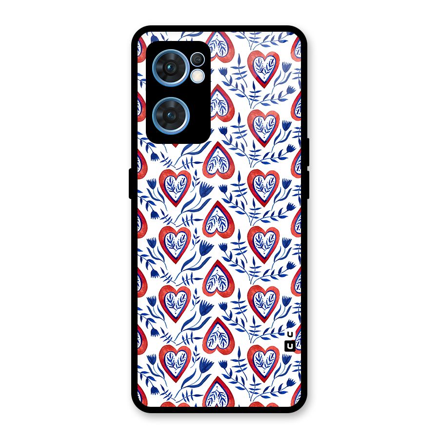 Wrapping Hearts Pattern Glass Back Case for Oppo Reno7 5G