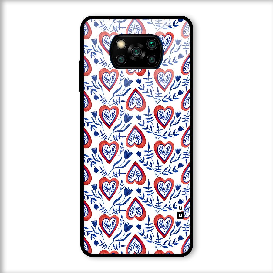 Wrapping Hearts Pattern Glass Back Case for Poco X3