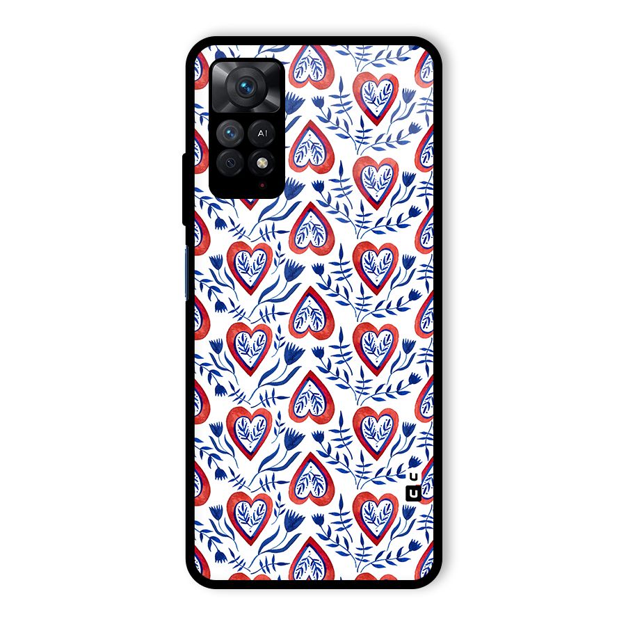 Wrapping Hearts Pattern Glass Back Case for Redmi Note 11 Pro