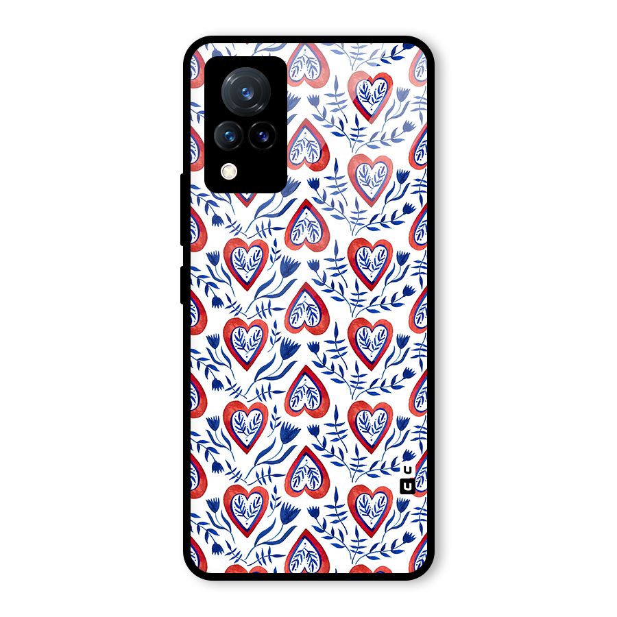 Wrapping Hearts Pattern Glass Back Case for Vivo V21 5G