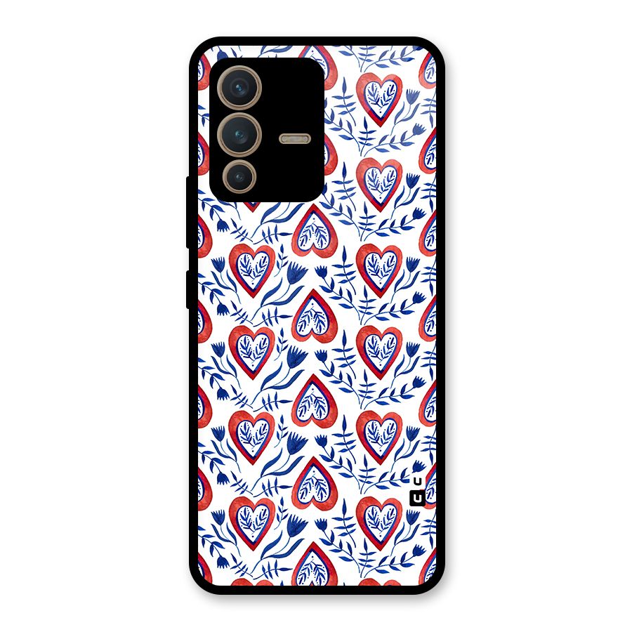 Wrapping Hearts Pattern Glass Back Case for Vivo V23 5G